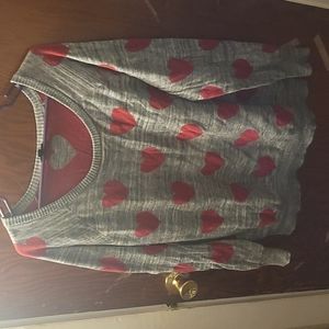 Torrid, sweater, gray with red hearts, size 2